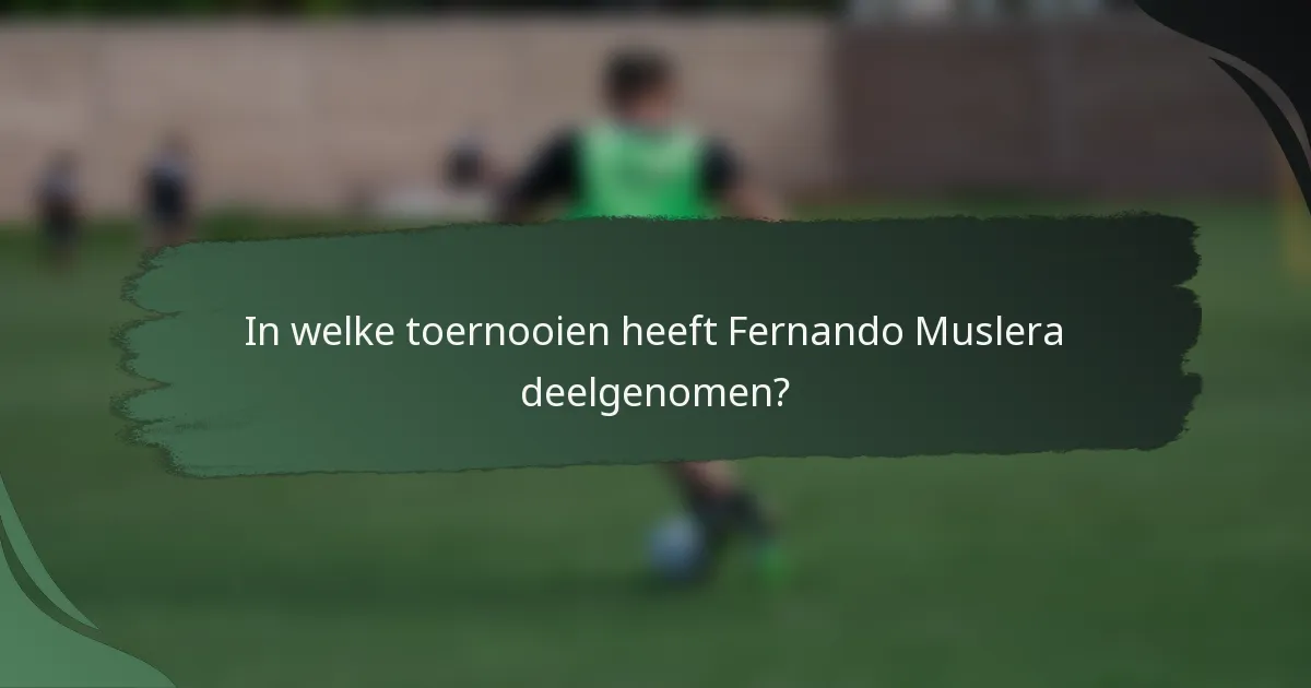 In welke toernooien heeft Fernando Muslera deelgenomen?
