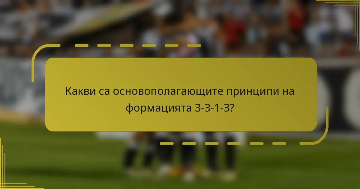 Какви са основополагающите принципи на формацията 3-3-1-3?